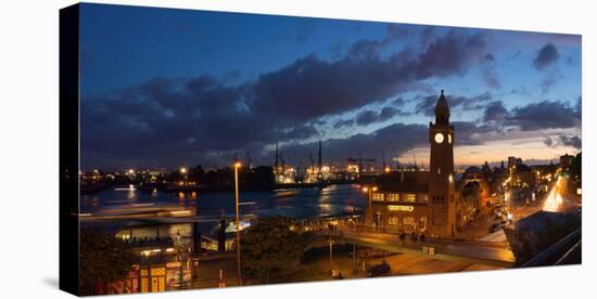 Hamburg, Panorama, Landing Stages, in the Evening-Catharina Lux-Premier Image Canvas