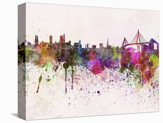 Hamburg Skyline in Watercolor Background-paulrommer-Stretched Canvas