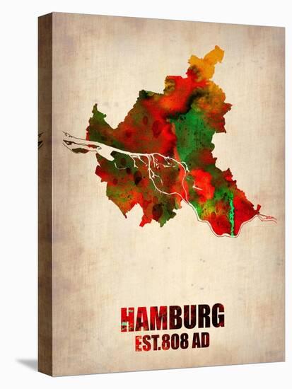 Hamburg Watercolor Map-NaxArt-Stretched Canvas