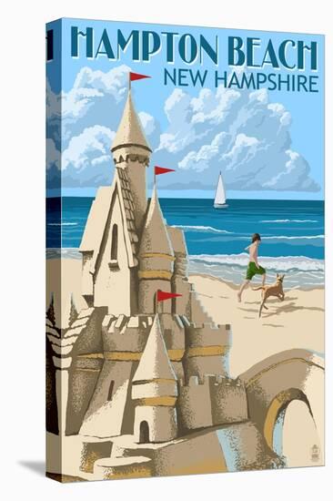 Hampton Beach, New Hampshire - Sand Castle-Lantern Press-Stretched Canvas