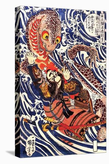 Hanagami Danjo No Jo Arakage Fighting a Giant Salamander-Kuniyoshi Utagawa-Premier Image Canvas