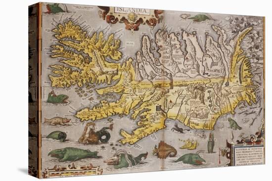 Hand Colored Map of Iceland, 1595-Abraham Ortelius-Premier Image Canvas