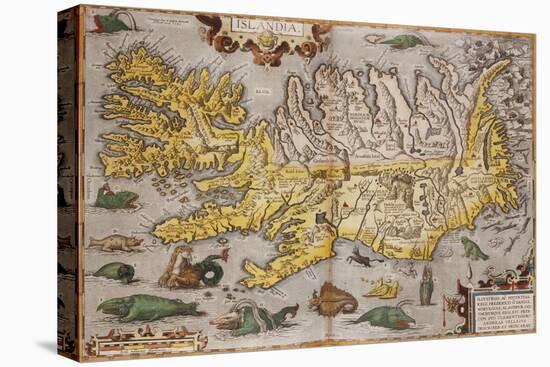 Hand Colored Map of Iceland, 1595-Abraham Ortelius-Premier Image Canvas