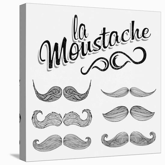 Hand Drawn Black Mustache Set-Melindula-Stretched Canvas