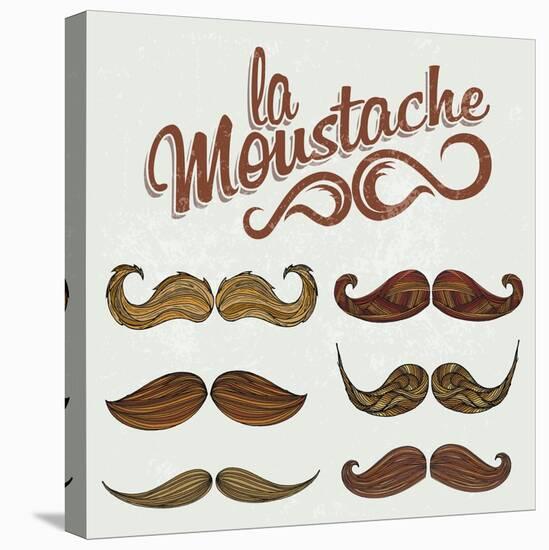 Hand Drawn Brown Mustache Set-Melindula-Stretched Canvas