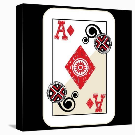 Hand Drawn Deck Of Cards, Doodle Ace Of Diamonds-Andriy Zholudyev-Stretched Canvas