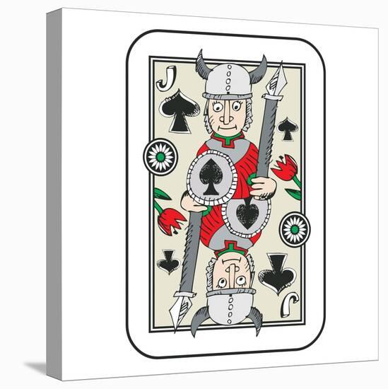 Hand Drawn Deck Of Cards, Doodle Jack Of Spades Isolated On White Background-Andriy Zholudyev-Stretched Canvas