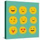 Hand Drawn Emoticons, Colorful Emoji Icons with Communication Speech Bubbles-Marish-Stretched Canvas