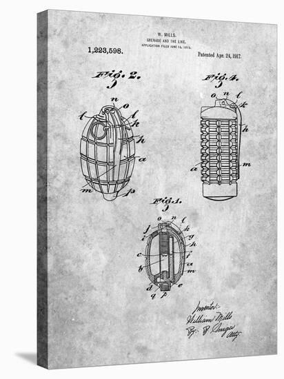 Hand Grenade 1915 Patent-Cole Borders-Stretched Canvas