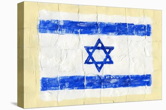 Hand Painted Acrylic Flag Of Israel-donatas1205-Stretched Canvas