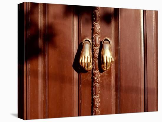 Hand shaped handles in brown door, Spain-Panoramic Images-Premier Image Canvas