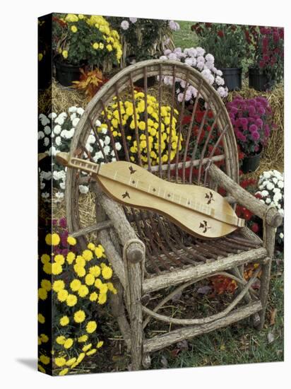 Handmade Dulcimer Among Mums, Berea College, Berea, Kentucky, USA-Adam Jones-Premier Image Canvas