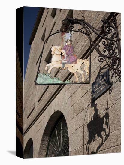 Hanging Sign of a Horseman, Place Jean Moulin, St. Malo, Brittany, France, Europe-Nick Servian-Premier Image Canvas
