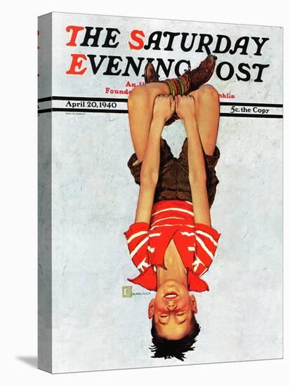 "Hanging Upside Down," Saturday Evening Post Cover, April 20, 1940-Douglas Crockwell-Premier Image Canvas