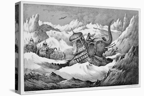 Hannibal and his war elephants crossing the Alps, 218 BC (19th century)-Unknown-Premier Image Canvas