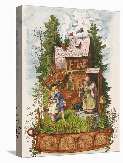Hansel and Gretel Outside the Gingerbread House-Ludwig Richter-Premier Image Canvas