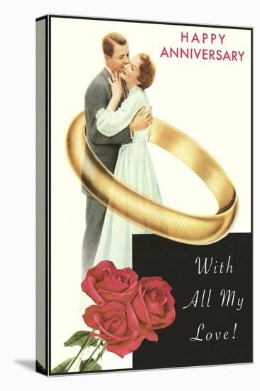 Happy Anniversary, Couple in Wedding Band-null-Stretched Canvas