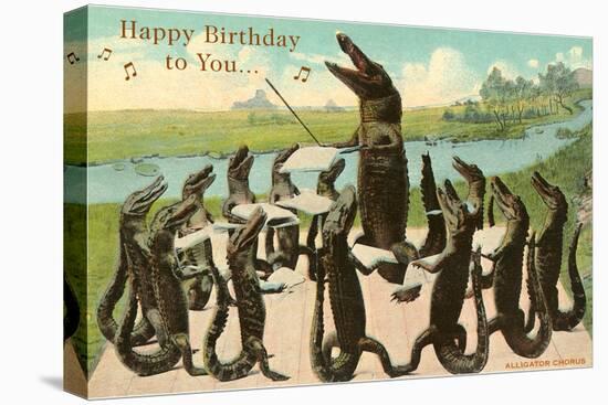 Happy Birthday, Alligator Chorus-null-Stretched Canvas