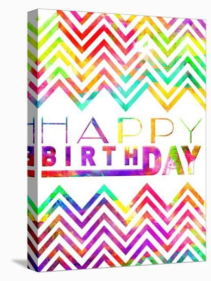 Happy Birthday Chevron-Jace Grey-Stretched Canvas