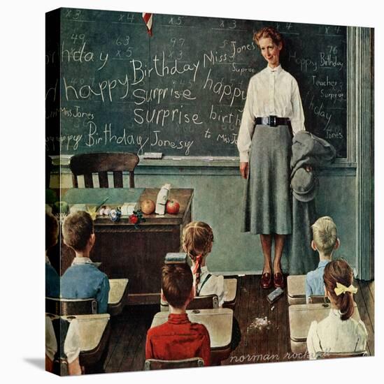 "Happy Birthday, Miss Jones", March 17,1956-Norman Rockwell-Premier Image Canvas