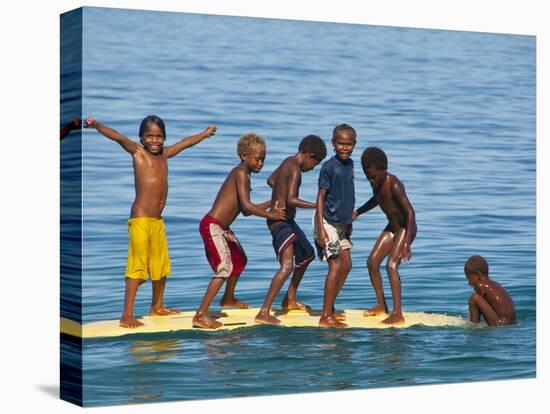 Happy Children Playing on the Beach of Savo Island, Solomon Islands, Pacific-Michael Runkel-Premier Image Canvas