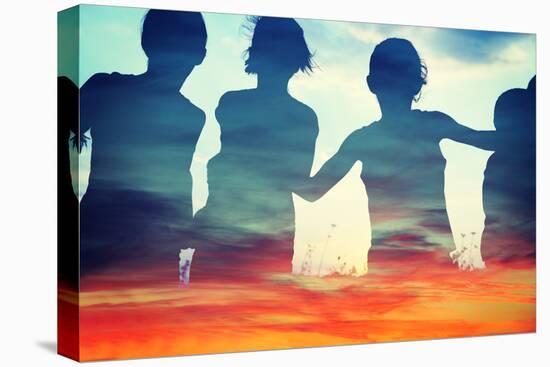 Happy Children Together Running on Clouds-zurijeta-Premier Image Canvas