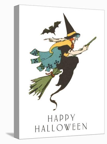 Happy Halloween, Witch and Bat-null-Stretched Canvas