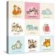 Happy Mother's Day Cards - with Cute Animals - in Vector-woodhouse-Stretched Canvas