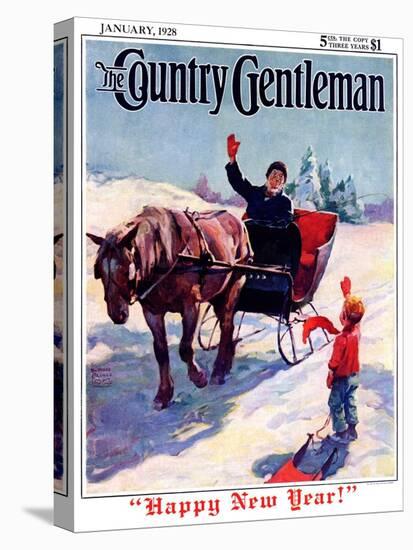 "'Happy New Year'," Country Gentleman Cover, January 1, 1928-William Meade Prince-Premier Image Canvas