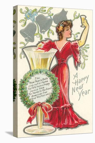 Happy New Year, Victorian Lady, Poem-null-Stretched Canvas