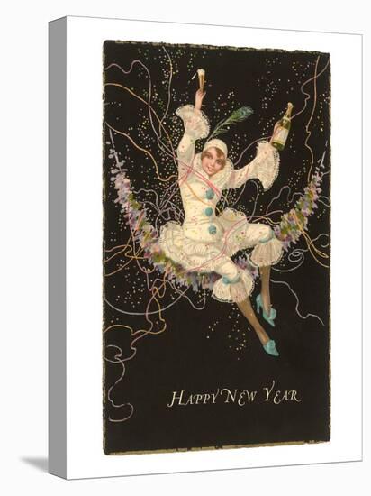 Happy New Year with Costumed Girl-null-Stretched Canvas