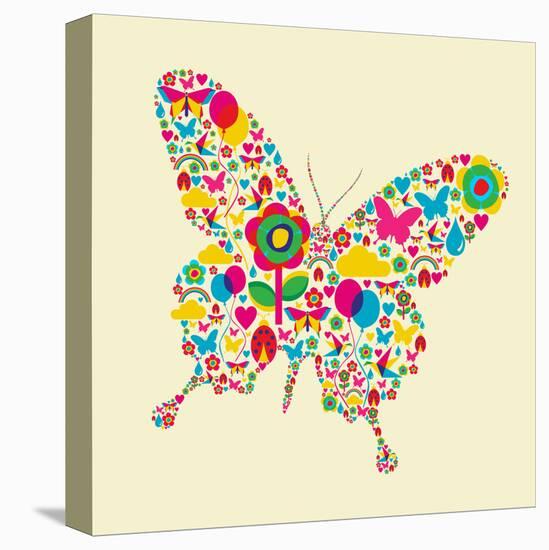 Happy Spring Time Butterfly Composition. File Available-Cienpies Design-Stretched Canvas