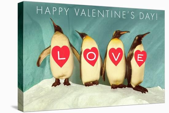 Happy Valentine's Day, Love Penguins-null-Stretched Canvas