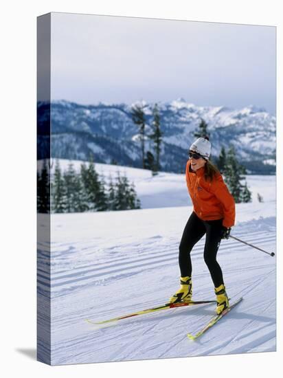 Happy Woman Skiing-null-Premier Image Canvas