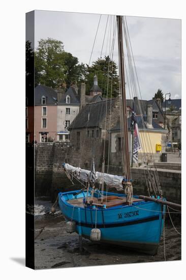 Harbor of St. Goustin on the River Auray in Brittany, Blue Sailboat-Mallorie Ostrowitz-Premier Image Canvas