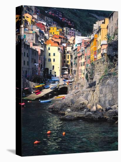 Harbor View of Hillside Town of Riomaggiore, Cinque Terre, Italy-Julie Eggers-Premier Image Canvas