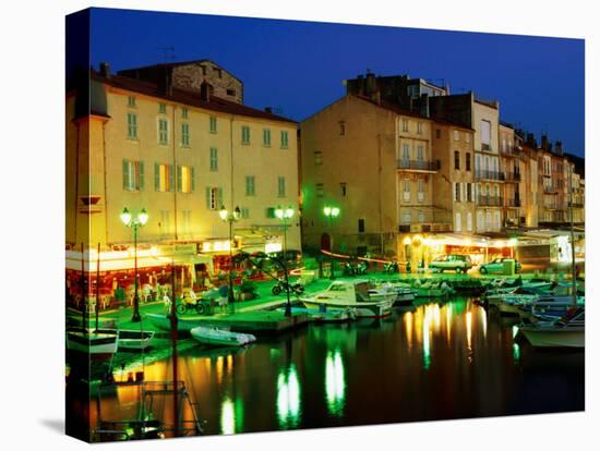 Harbour at Night with Buildings Along Quais Frederic Mistral and Jean Jaures, St. Tropez, France-Barbara Van Zanten-Premier Image Canvas