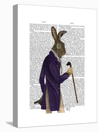 Hare in Purple Coat-Fab Funky-Stretched Canvas