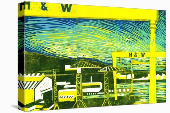 Harland & Wolff Cranes, Belfast, 2022 (Linoprint)-Charlotte Orr-Premier Image Canvas