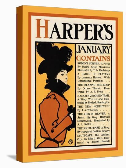 Harper's January-Roden's Corner-Edward Penfield-Stretched Canvas