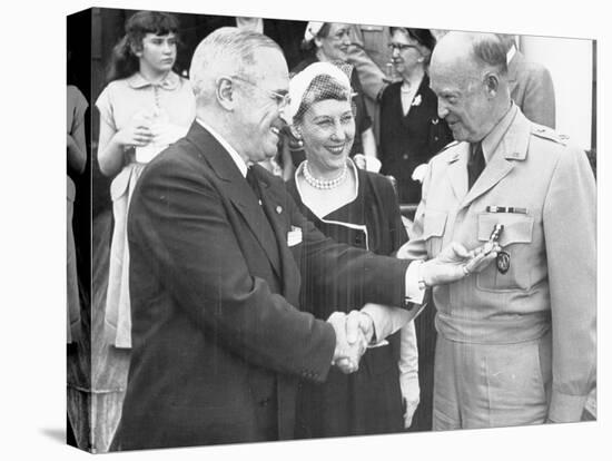 Harry S. Truman Greeting "Ike" Eisenhower and His Wife-null-Premier Image Canvas