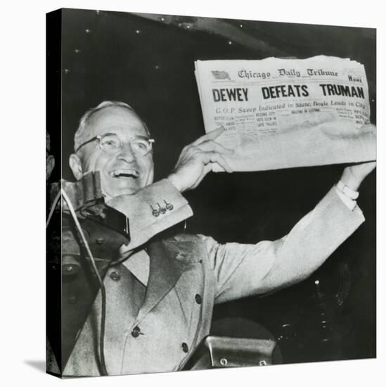 Harry S. Truman, President-Elect, Holds Up Edition of Chicago Daily Tribune-null-Stretched Canvas