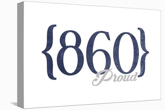 Hartford, Connecticut - 860 Area Code (Blue)-Lantern Press-Stretched Canvas