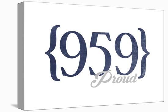 Hartford, Connecticut - 959 Area Code (Blue)-Lantern Press-Stretched Canvas