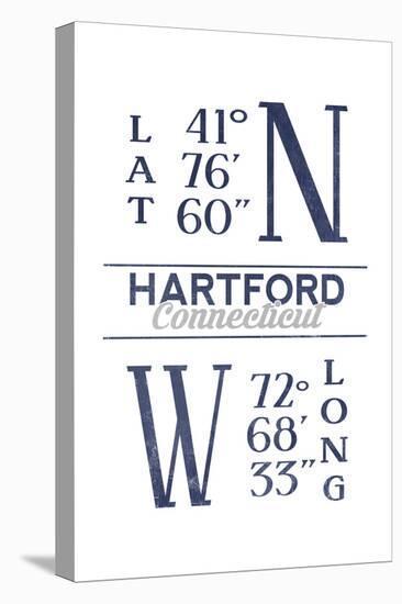 Hartford, Connecticut - Latitude and Longitude (Blue)-Lantern Press-Stretched Canvas