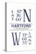 Hartford, Connecticut - Latitude and Longitude (Blue)-Lantern Press-Stretched Canvas