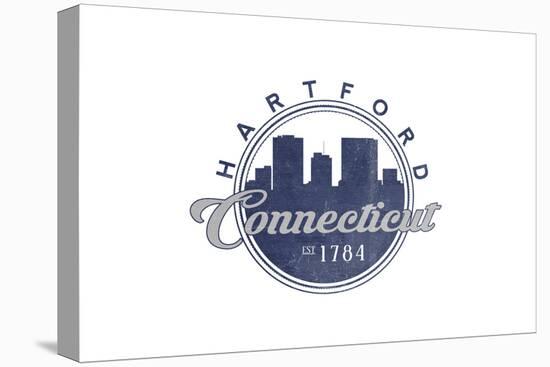 Hartford, Connecticut - Skyline Seal (Blue)-Lantern Press-Stretched Canvas