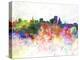 Hartford Skyline in Watercolor Background-paulrommer-Stretched Canvas