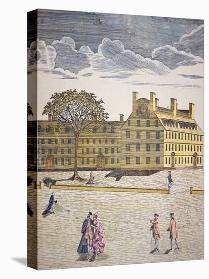 Harvard College, Cambridge, Massachusetts C.1740 (Colour Litho)-American-Premier Image Canvas