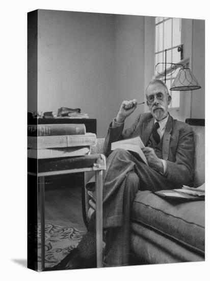 Harvard University Professor Christopher Dawson Sitting in His Study-Dmitri Kessel-Premier Image Canvas